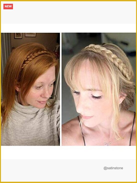 2 Strands Synthetic Hair Braided Headband Chunky Plaited Braids Elastic Stretch